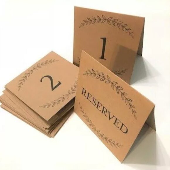 Brown Cardstock Table Number Cards Wedding Reception Supplies 20 Count - Picture 1 of 1